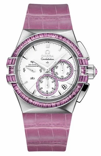 Omega Constellation Co-Axial 35 Chronograph Double Eagle White Gold / Silver / Pink Alligator 121.58.35.50.54.003 (12158355054003)